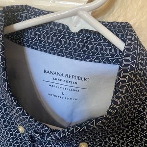 Mens Banana Republic Luxe Poplin Slim Fit Large Size L